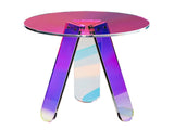 Round Iridescent Side Table, Acrylic End Table, Clear Rainbow Acrylic Coffee Table for Drink, Food, V952-YKLBZYXXCSDGZR4CHV0