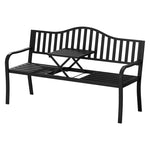 Gardeon Outdoor Garden Bench Seat Loveseat Steel Foldable Table Patio Furniture Black GB-STEEL-TABLE-BK