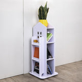 Rotating Bookcase Bookshelf Kid's Book Organiser Rack Wooden Castle Display Shelf V63-929921
