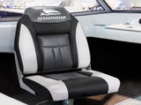 Seamanship 2X Folding Boat Seats Marine Seat Swivel High Back 12cm Padding Black BS-86522-BK