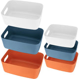 6 Pieces Plastic Storage Basket With Handles, Small Storage Box Organizer For Bathroom, Kitchen, V1188-MS-227-0659