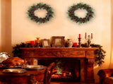 2 PCS 13 Inch Christmas Wreaths Sets for Doors Cabinets, Christmas Green Pine Wreath with Red V1258-DP02-C-2709