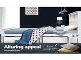 Artiss Bed Frame King Single Size Wooden with 3 Shelves Bed Head White WBED-D-S1-107-AB