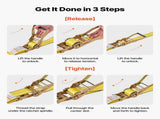 Ratchet Straps, 50.8 mm x 9.1 m, Heavy Duty Tie Down Straps with Double J Hook, 4536 kg Break V952-SJGJLD2X3010VZ6IN001V0