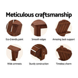 Gardeon Adirondack Outdoor Chairs Wooden Beach Chair Patio Furniture Garden Brown FF-BEACH-UF-CH-BR
