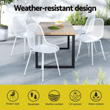 Gardeon 4PC Outdoor Dining Chairs PP Lounge Chair Patio Garden Furniture White ODF-CHAIR-PP210-WH-4X