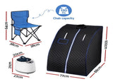 Devanti Portable Steam Sauna Tent 1000W 2L Steamer Pot Personal Home SPA Timer ST-SAU-2L-100-GY