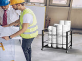Blueprint Storage Rack, 12 Slots Blueprint Holder with Wheels, Mobile Metal Blueprint Storage Cart V952-LTJJS12CLDS050UB8V0