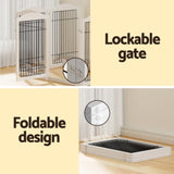 i.Pet Dog Playpen Enclosure 6 Panel Pet Fence Wooden Play Pen PET-DOGPLAYPEN-85-WH