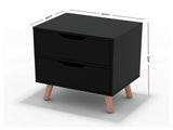 Artiss 2 x Bedside Table 2 Drawers - BODEN Black FURNI-L-SCAN-BS01-BKX2