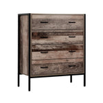 Artiss 4 Chest of Drawers - BARNLY FURNI-G-IND-DT4D-WD-AB