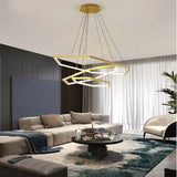 BAMDECOR AD2582/3 Modern LED Chandelier, Hexagonal Rings Ceiling Lighting Contemporary Chandeliers V255-BAM-AD2582-3-246-GLD