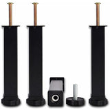 4 Pcs Black Screw In Metal Bed Legs Adjustable Slat Feet, 20 cm Plus 2 cm, 3 x 3 cm V1188-MS-527-045