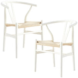 Anemone Set of 2 Wishbone Dining Chair Beech Timber Replica Hans Wenger - White V315-VOD-WISH-03-2PC-KIT