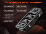 Master Power Window Switch Driver Side Front Left Door Control Button,Fits 20162022 Ram 1500 2500 V1258-DP02-WO-222