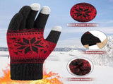 3 Pairs Touch Screen Gloves with Snow Flower Pattern, Warm Knit Winter Gloves Christmas Gifts V1189-LWWAL-20260325-00029