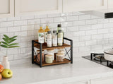 CARLA HOME 2-Tier Countertop Shelf Organizer Rustic Wood Kitchen Spice Rack for Storage, Condiments V178-36177