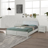 4 Pieces Bedroom Suite Natural Wood Like MDF Structure Queen Size White Ash Colour Bed, Bedside V43-BDS-CEL-4PC-TBY-Q-WA