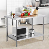 Stainless Steel Prep Table, 30 x 48 x 34 Inch, Heavy Duty Metal Worktable with 3 Adjustable Height V952-CFBXGGZTLCWJMJYVIV0