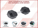 25KG Commercial Rubber Hex Dumbbell Gym Weight V63-794105
