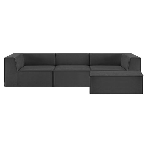 Sarantino Novi 3-Seater Modular Sofa Ottoman Charcoal Black Non-Slip Bottom Lounge SOFA-MLM-232-BK