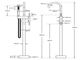 WELS Brushed Gold Bath Tub Mixer Tap Free Standing Faucet Spout Handheld Shower V1233-KRD602BG