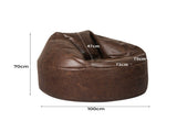 Marlow Bean Bag Chair Cover PU Couch Brown BEAN1001-BR