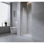 100cm Wall to Wall Frameless Shower Screen with Chrome Brackets and SS Hinges, Round Handle V63-937191