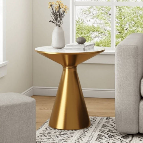 Golden Halo Round Side Table V264-TAB-730S-WHE-GD-1