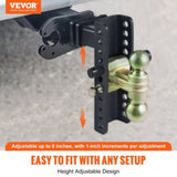 Adjustable Trailer Hitch, 203.2 mm Drop & 165.1 mm Rise Hitch Ball Mount with 50.8 mm Receiver, V952-SQTQJTCB22259NAWHV0