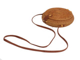 Handwoven Round Rattan Bag Tropical Beach Style Woven Shoulder Rattan Bag with Leather Strap 20cm V1294-YM0706-3117230158012