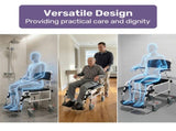 Equipmed Commode Shower Chair, Over Toilet or Bedside 136kg Capacity Aluminium frame with Wheels, V219-HELSBSEQCC5A
