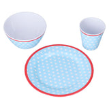 3 Piece Set of Salad Tableware Fruit Snack Plate Bowl and Cup Set Salad TablewareLight Blue Dots V1294-YM0523-3118210289912