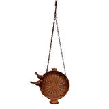 Hanging Cast-Iron Rust Birdfeeder w 2 Birds 41cm V637-74141BRD