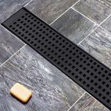 1000mm Bathroom Shower Black Grate Drain w/Centre outlet Floor Waste Square Pattern V63-832931