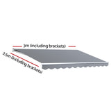Instahut Retractable Folding Arm Awning Manual Sunshade 3Mx2.5M Pearl Grey AWN-B-ARM-30X25-PEGR