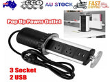 Pop Up Power Point 3 Socket Plug 2 USB Table Home Kitchen Desk Outlet V201-W12466449