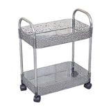 2-Tier Utility Rolling Cart Storage Organizer, Under Desk Mobile Trolley Organizer With Handle For V1369-AZ3-W-09501