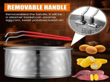 304 Stainless Steel Pasta Strainer Baskets, 3 Pack Noodle Blanching Baskets with Long Removable V1189-LC-RY-00122