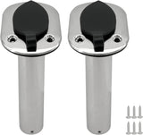 2PCS Boat Stainless Steel Polished Fishing Rod Holder Flush Mount 15/30/90 Degree Casting Flange V1259-DP01-A-1270