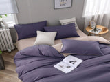 Purple And Light Pink Stitching Ultra-Soft Solid Color 4-Piece Bedding Set - Queen Size V888-ELOSUNG21506