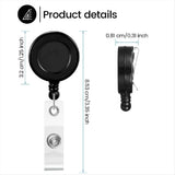 100 PCS Retractable Badge Reel Clips ID Card Holder Reel with Metal Belt Clip for Hanging Cards Key V1369-AZ3-W-11361