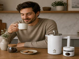 White French Press Coffee Maker 1000ml with Coffee Bean Can Extra Filter Gift Set V498-FRENCHPRESS1000SETWH