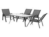 Gardeon 5PC Outdoor Dining Set Table and Chairs Patio Furniture Bistro Set Garden Grey FF-DINING-140-5PCS-GE
