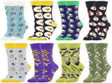 Women's Cotton Novelty Print Socks Animal Food Pattern Cute Pack Socks V1263-JX-4220