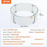 Fire Pit Wind Guard, 26 x 26 x 6 Inch Glass Flame Guard, Round Glass Shield, 1/4-Inch Thick Fire V952-YXBLFFBYC266H8TV8V0
