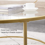 Gold Glass Table with Golden Iron Frame Stable and Robust Tempered Glass V178-11833