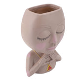 Face Planter Pot Multipurpose Resin Cute Girl Heads Succulent Flowerpot with Drainage Hole for V1294-YM0901-3111240041511