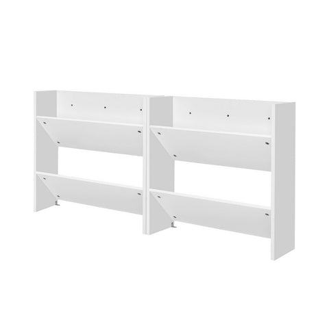 Artiss Shoe Rack 2-tier 12 Pairs Wall Mounted x2 - White FUR-S-SHOE-2T-FL01-WHX2