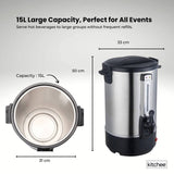 Kitchee 15L Electric Water Boiler - Stainless Steel Commercial Hot Liquid Urn V238-SUPDZ-40983787634768